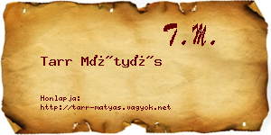 Tarr Mátyás névjegykártya